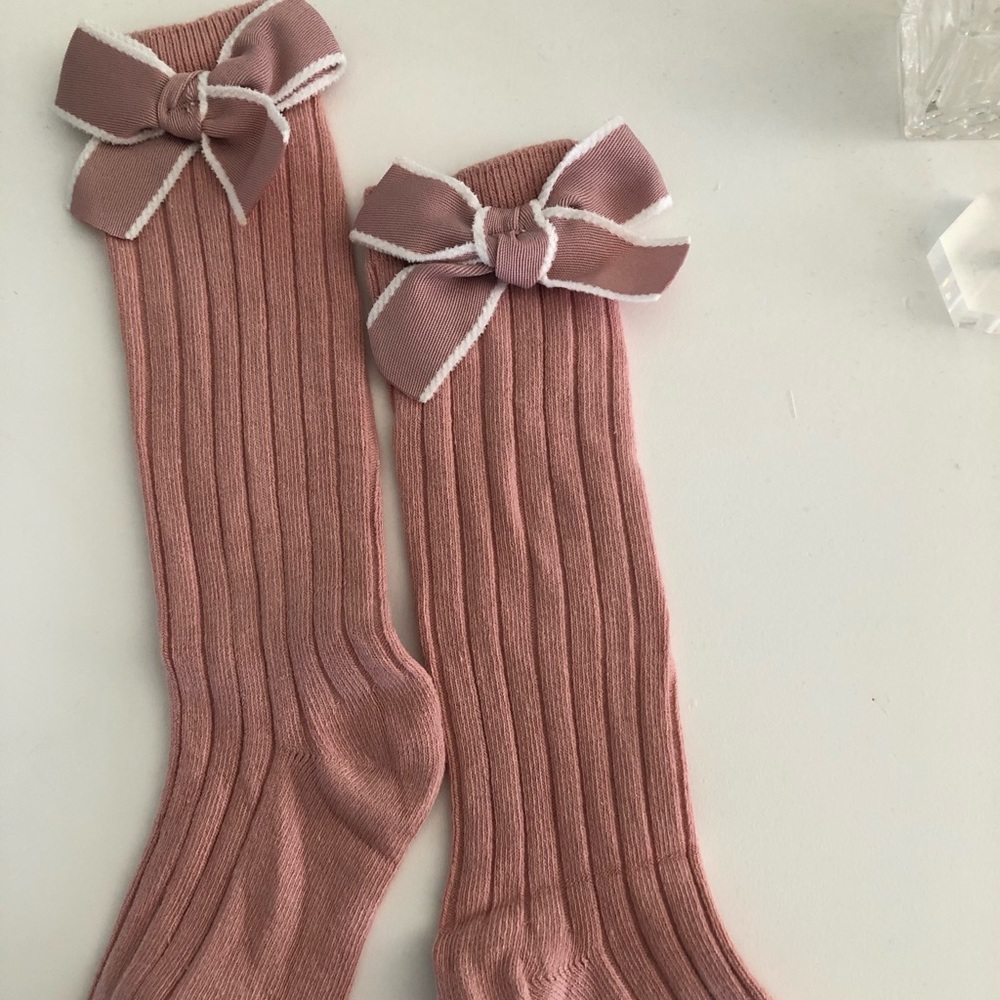 💕 2 for $12 💕New! Baby Girl Knee High Bow Socks | Pink